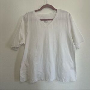 Denim & Co. Essentials White T-Shirt Women’s Size Large | Casual Basic